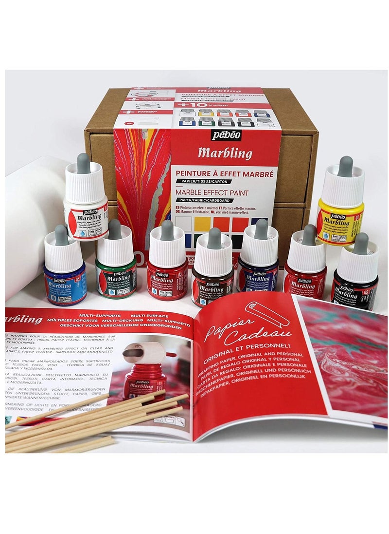 Pebeo - Pebeo Marbling Ink Set Collection  - 10 Colors Assorted 45 ML - Image 1