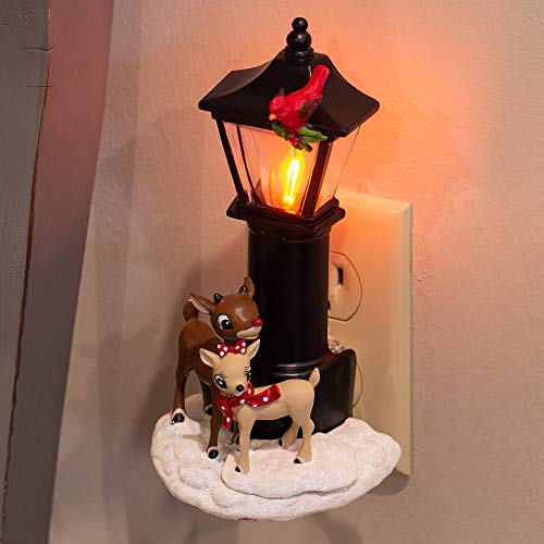 Roman Rudolph and Clarice By Lamppost 725 Inch Resin Stone Flickering Night Light - Image 3