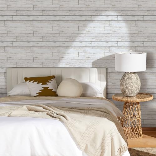 Commomy Faux Wood 3D Peel and Stick Tiles - 10 Pcs 11.8"x11.8" Wood Wall Sticker Tile Ultralight PVC Wallpaper for Bedroom, Bathroom, Kitchen Backsplash, Farmhouse Interior Decor - Image 3