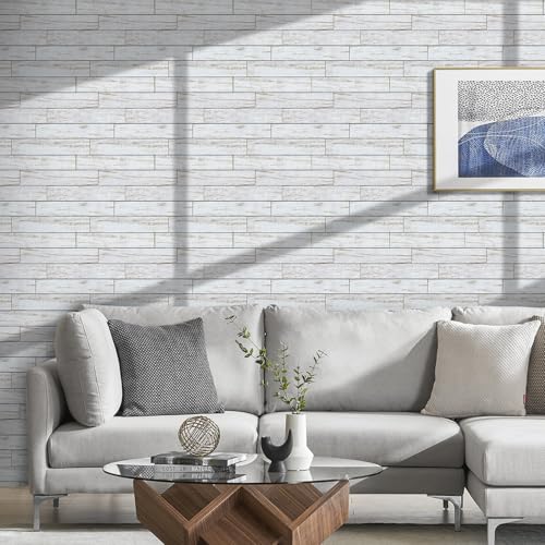 Commomy Faux Wood 3D Peel and Stick Tiles - 10 Pcs 11.8"x11.8" Wood Wall Sticker Tile Ultralight PVC Wallpaper for Bedroom, Bathroom, Kitchen Backsplash, Farmhouse Interior Decor - Image 2