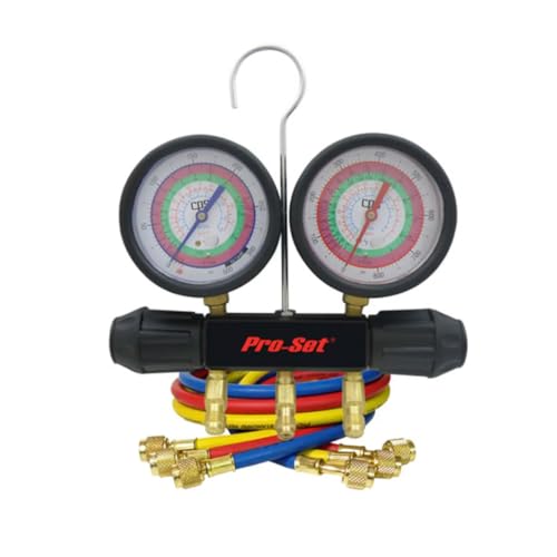 CPS MT2H7P5 Piston Series 2-valve Manifold and Gauge Set | 1/4" SAE Fittings, 2.5” Gauges | Durable Aluminum Construction for HVAC/R Applications - Image 3