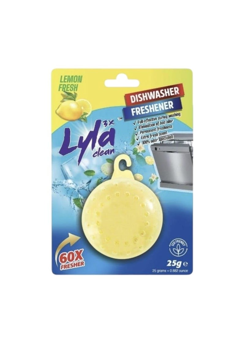 LYLA 3X Dishwasher Freshener Lemon Fresh,60 Washes, Full effective,Eliminate Bad Odor,Permanent Freshness,Extra Fresh scent, 100% Odor Specialist - Image 1
