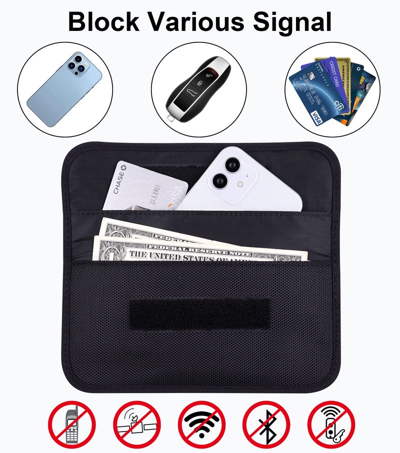Wisdompro Faraday Bag, RFID Signal Blocking Bag Shielding Cage Pouch Wallet Case for Cell Phone Privacy Protection and Car Key FOB, Anti-Tracking, Anti-Spying Case Blocker - Black - Image 4