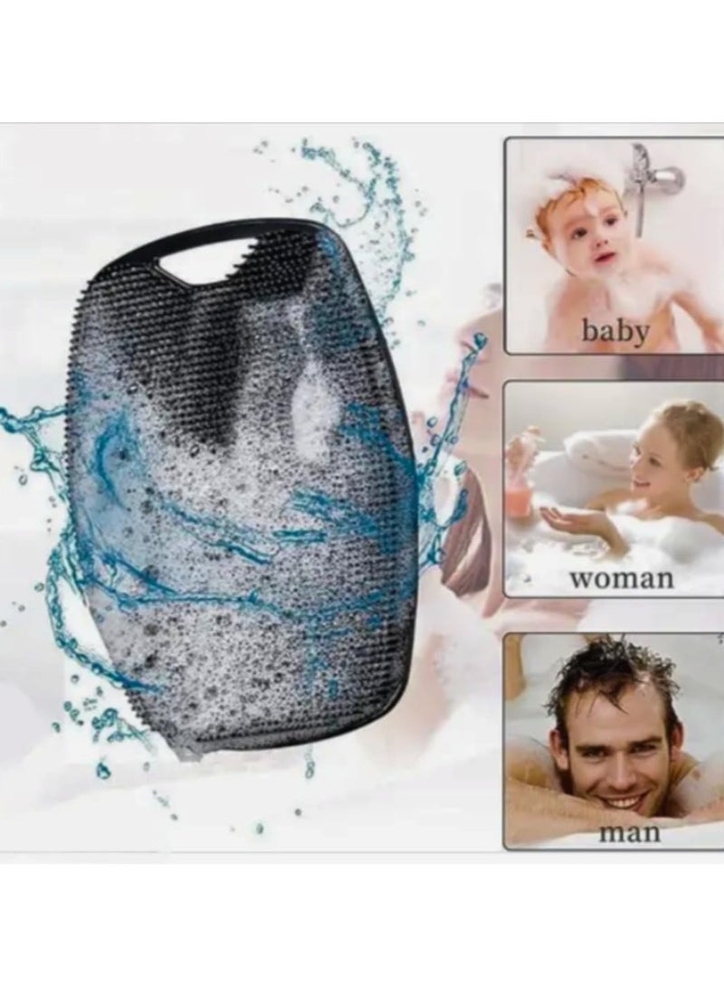 Silicone Body Scrubber Brush, Handheld Shower Scrubber with Storage Hook, Soft Silicone Exfoliating and Massaging Brush for All Skin Types, Gentle and Deep Cleansing Bath Brush (Black) - Image 4