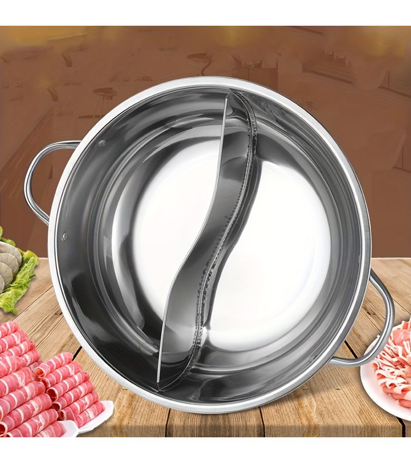 Thickened Stainless Steel Swan Pot 1pc For Simultaneous Cooking Two Different Flavors - Image 4