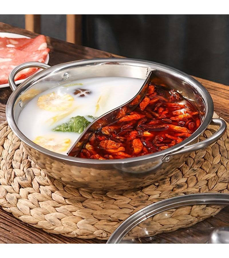 Thickened Stainless Steel Swan Pot 1pc For Simultaneous Cooking Two Different Flavors - Image 5