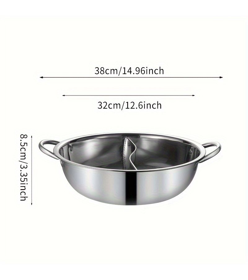 Thickened Stainless Steel Swan Pot 1pc For Simultaneous Cooking Two Different Flavors - Image 3