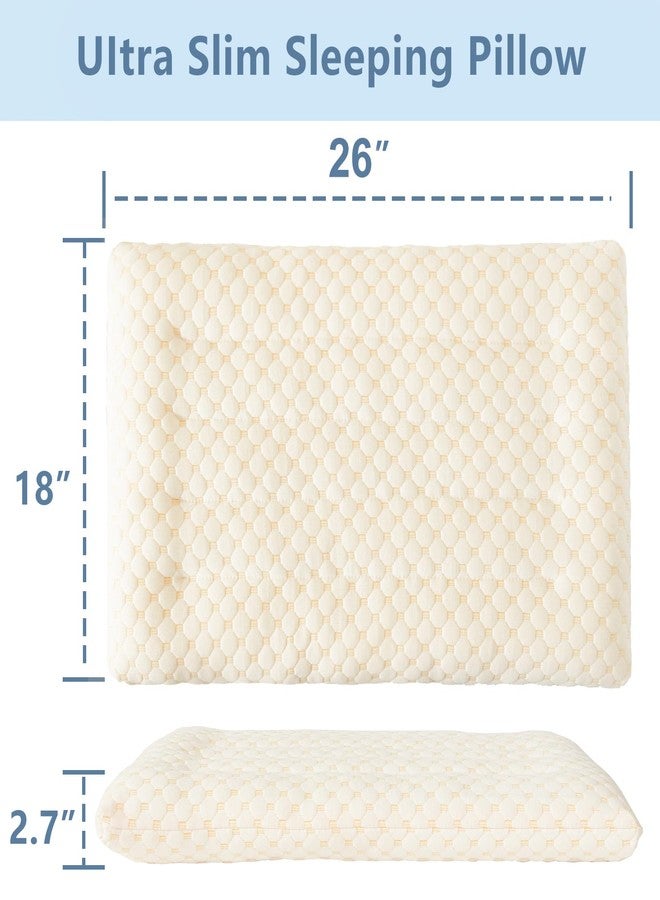 YOUR MOON Flat Thin Pillows Standard Size for Sleeping, 2.7 Inch Ultra Thin Soft Pillow for Stomach Sleeper, Soft Down Alternative Pillows for Adults, Comfort Slim Pillow(Beige) - Image 4