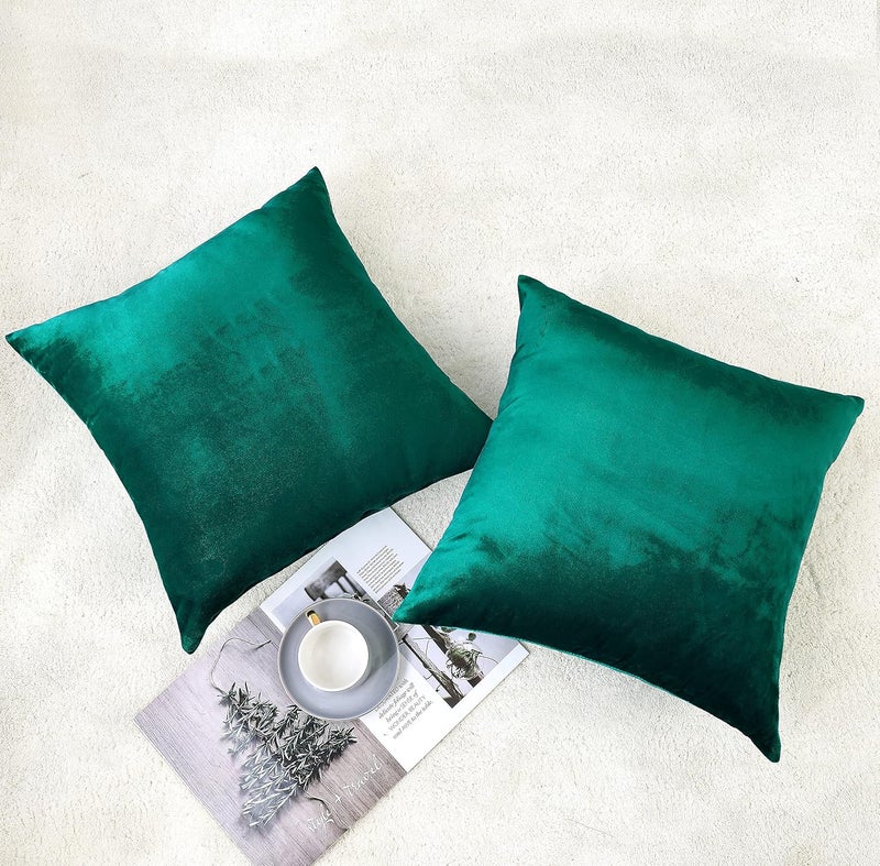 NiNi ALL Decorative Teal Throw Pillow Covers Pack of 2 Velvet 14x14 Inch Throw Pillow Cases for Couch Pillows Cover Bedroom Living Room Outdoor Pillows Cover - Image 2