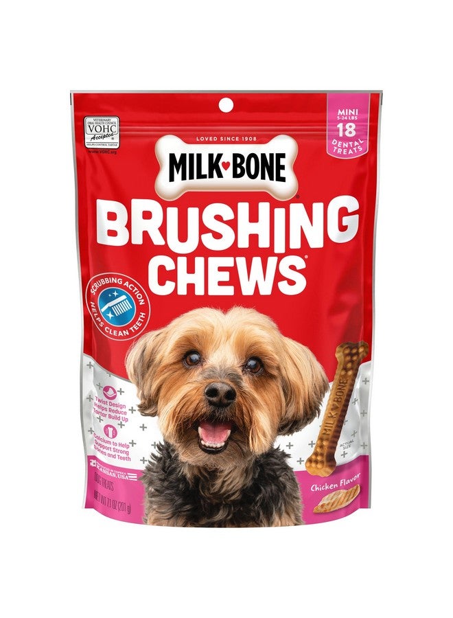 Milk-Bone Original Brushing Chews, 18 Mini Daily Dental Dog Treats (Pack of 5) Scrubbing Action Helps Clean Teeth - Image 1