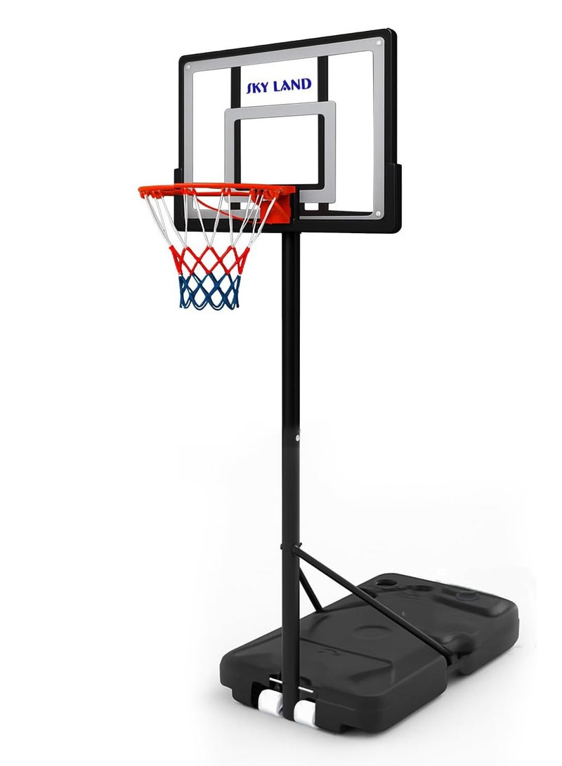 Sky Land SKY LAND Adjustable Kids Basketball Hoop Set | Height 1.08m to 2.10m | Indoor & Outdoor Sports Stand with 38cm Rim, Strong Base, PE+PET Backboard | Boys Training Fun Game Set, EM-1884  - Image 1