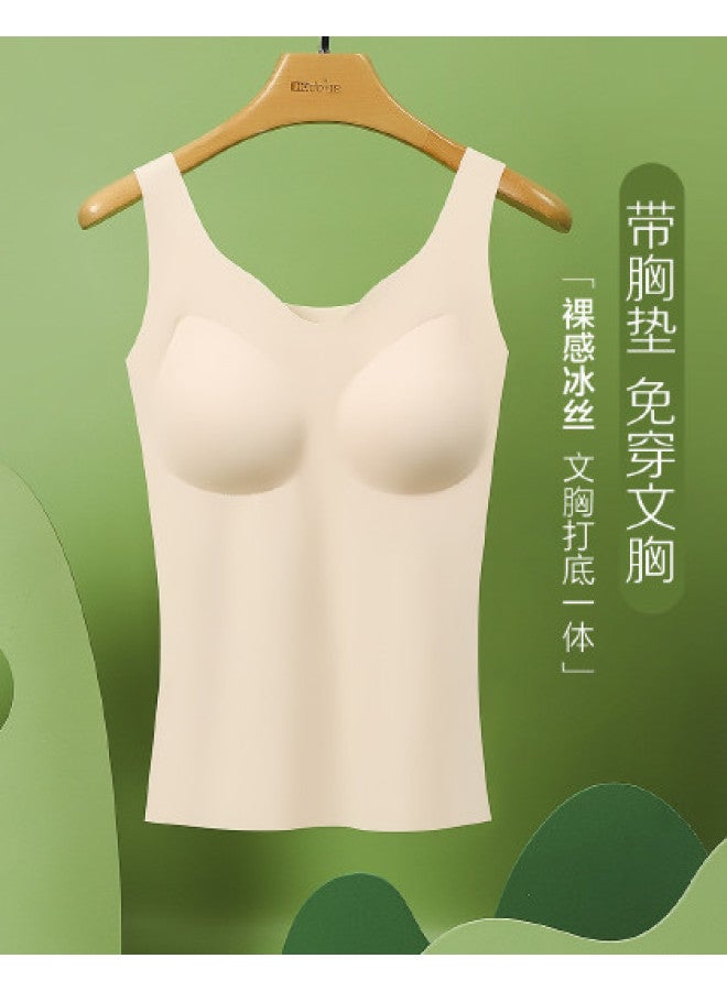 Red Bean قميص بدون خياطة مع حمالة صدر مبطنة مدمجة - سترة حريرية قابلة للتنفس لصيف، يمكن ارتداؤها كملابس خارجية - Image 1