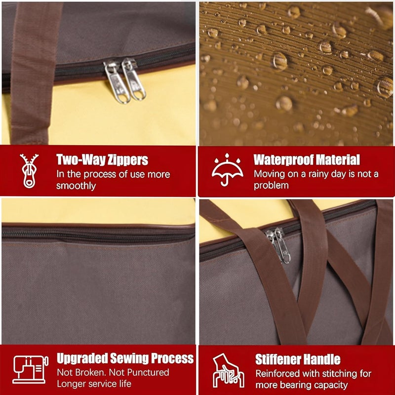Urbane Home Urbane Home Pack of 3 UnderBed Storage Bags for Clothes Winter Wrapup Storage Cover for Bedding Blanket Bedsheet Organizer Yellow Brown  - Image 5