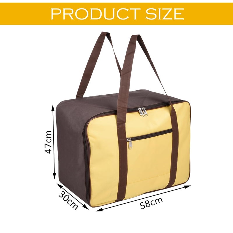 Urbane Home Urbane Home Pack of 3 UnderBed Storage Bags for Clothes Winter Wrapup Storage Cover for Bedding Blanket Bedsheet Organizer Yellow Brown  - Image 3