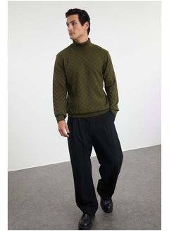 Khaki Slim Fit Turtleneck Plaid / Checked Knitwear Sweater TMNAW20VK0004 - pzsku/Z70E5980B5C660026D015Z/45/_/1737375620/7244766e-64e8-4b8d-8027-5b1d4ac75ace