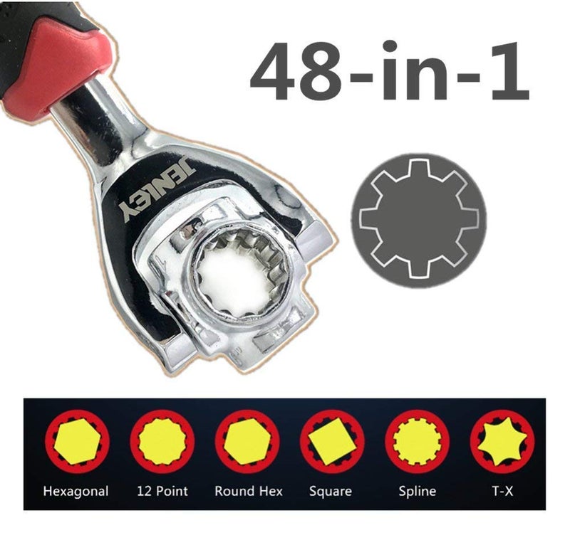 ELEXIQ MultiFunction Socket Wrench 48 Tools in One with 360 Degree Rotating Head Tiger Wrench Works with Spline Bolts 6Point 12Point and Any Size Standard or Metric - Image 5