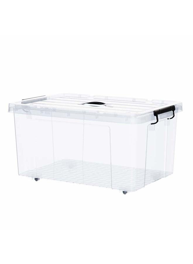 Marcolo Storage Box 55L Set of 4 Transparent Plastic Organizer Boxes with Lids Multipurpose Home Storage Containers - Image 2