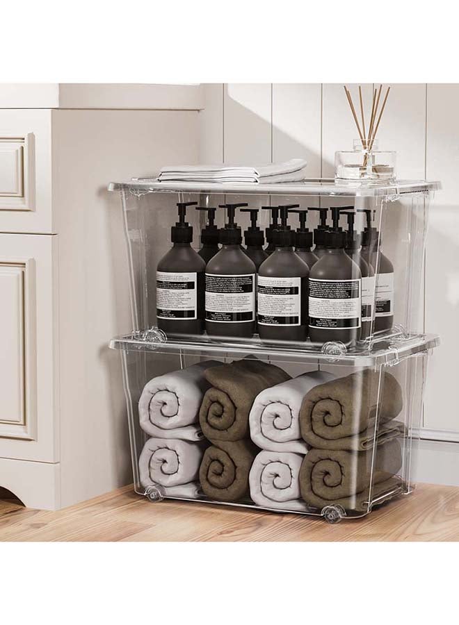 Marcolo Storage Box 55L Set of 4 Transparent Plastic Organizer Boxes with Lids Multipurpose Home Storage Containers - Image 5