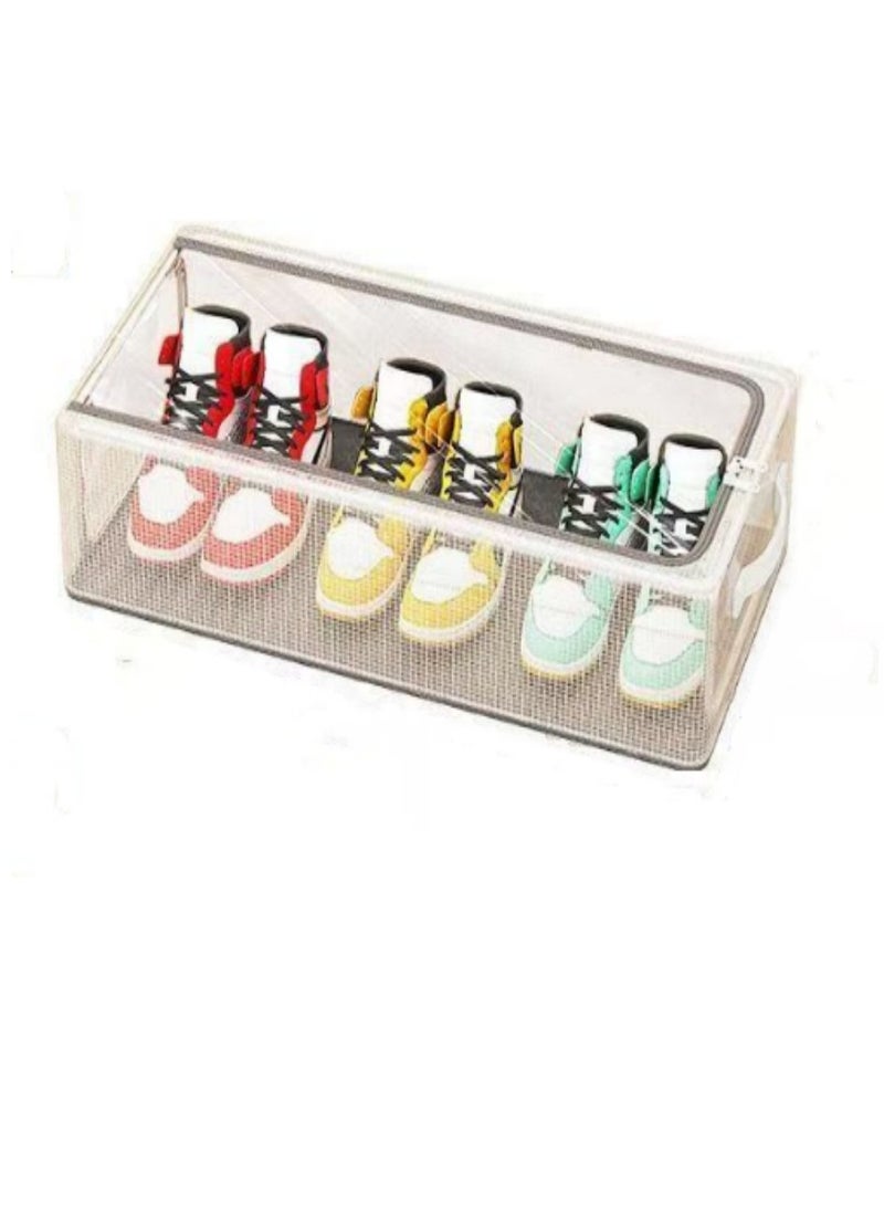 Under Bed Shoe Storage Organizer,Shoe Storage Box,Transparent PVC material with Steel Frame,Stackable and Foldable, fit Underbed, Space Saving Design, Top & Side Access 40*30*15(M-1pcs) ﻿  - Image 1