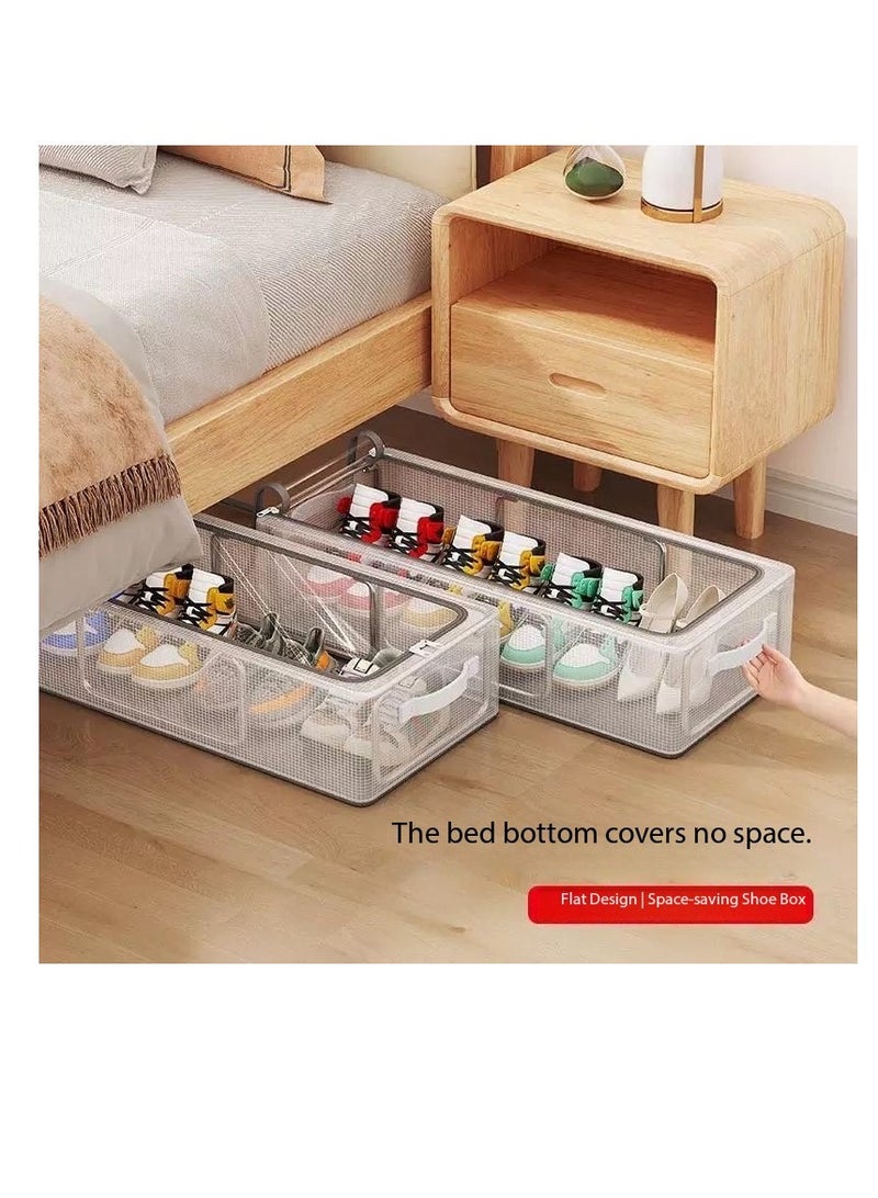 Under Bed Shoe Storage Organizer,Shoe Storage Box,Transparent PVC material with Steel Frame,Stackable and Foldable, fit Underbed, Space Saving Design, Top & Side Access 40*30*15(M-1pcs) ﻿  - Image 4