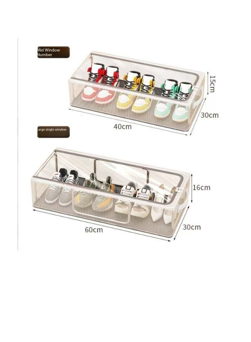 Under Bed Shoe Storage Organizer,Shoe Storage Box,Transparent PVC material with Steel Frame,Stackable and Foldable, fit Underbed, Space Saving Design, Top & Side Access 40*30*15(M-1pcs) ﻿  - Image 2