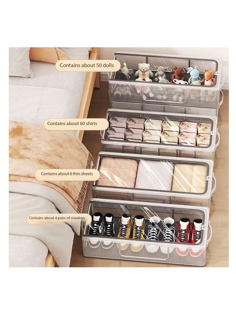 Under Bed Shoe Storage Organizer,Shoe Storage Box,Transparent PVC material with Steel Frame,Stackable and Foldable, fit Underbed, Space Saving Design, Top & Side Access 40*30*15(M-1pcs) ﻿  - Image 3
