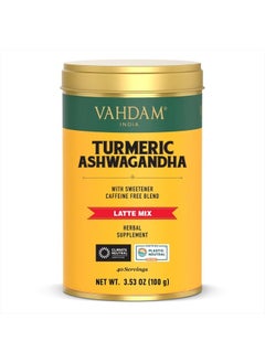 VAHDAM , Golden Milk Powder/Turmeric Ashwagandha Latte Mix (40 Cups) 3.53oz/100g | Caffeine-Free, Non GMO, Gluten Free | Brew Hot/Iced Tea Or Turmeric Latte  - Image 1