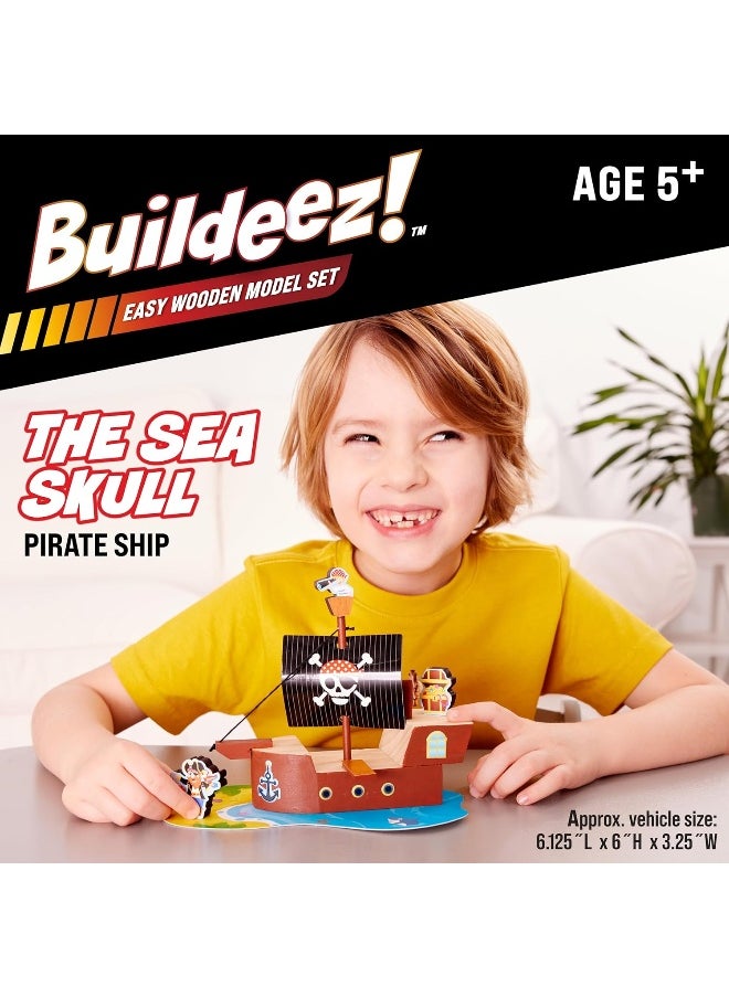 Creativity for Kids Creativity for Kids Buildeez! Easy Wooden Model Set: Pirate Ship, Sea Skull - DIY Arts & Crafts Kit, STEM Toys and Gift for Kids, Boat Toys for Boys Ages 5-8+  - Image 2
