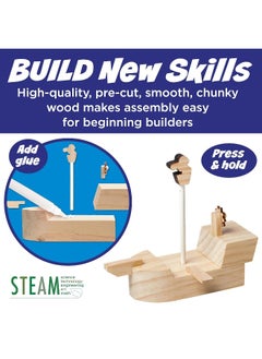 Creativity for Kids Creativity for Kids Buildeez! Easy Wooden Model Set: Pirate Ship, Sea Skull - DIY Arts & Crafts Kit, STEM Toys and Gift for Kids, Boat Toys for Boys Ages 5-8+  - Image 5