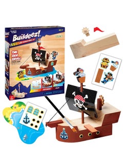 Creativity for Kids Creativity for Kids Buildeez! Easy Wooden Model Set: Pirate Ship, Sea Skull - DIY Arts & Crafts Kit, STEM Toys and Gift for Kids, Boat Toys for Boys Ages 5-8+  - Image 1