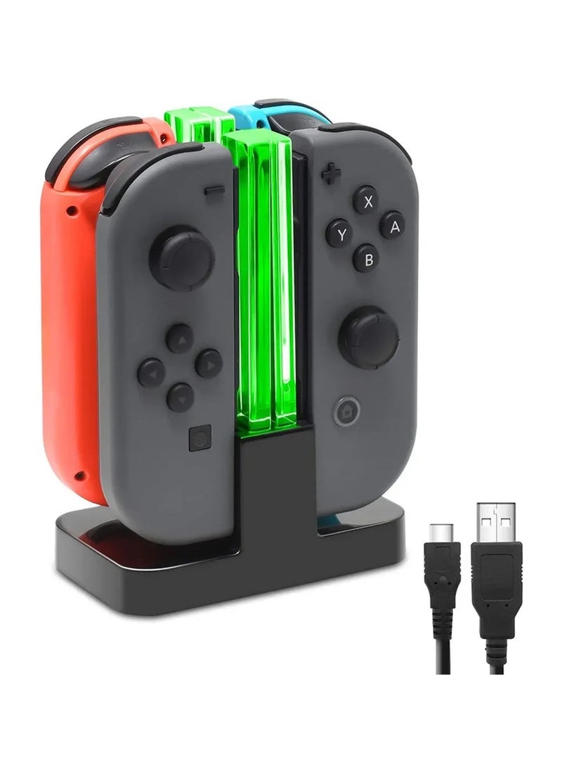 جنرال متوافق مع محطة شحن سويتش dock Joy-Con وحدة تحكم محطة شحن 4 في 1 محطة شحن مع دعامة عمود الضوء دوارة  - Image 1