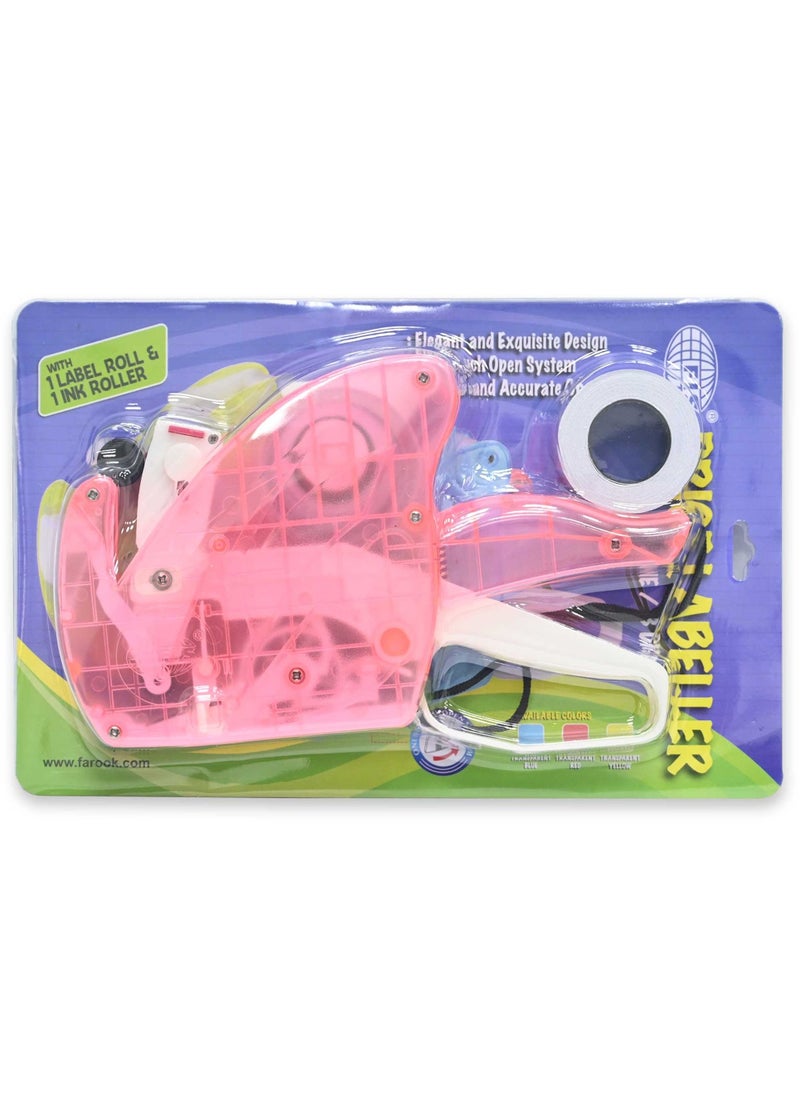 FIS Price Labeler Machine, Transparent Red Color, 1 Line 8 Digit with 1 Label Roll & 1 Ink Roll - FSPXTREC