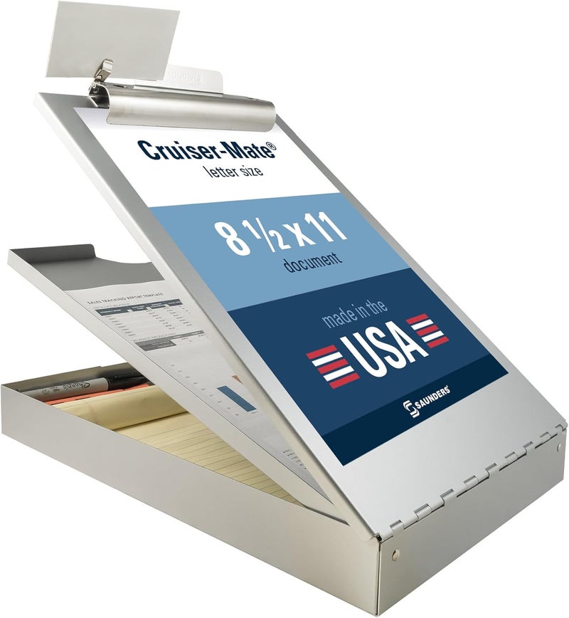 Saunders Metal Clipboard with Storage, Letter Size Heavy Duty Contractor Grade Clipboard, Dual Storage Form Holder with High Capacity Clip Made in USA - Image 1