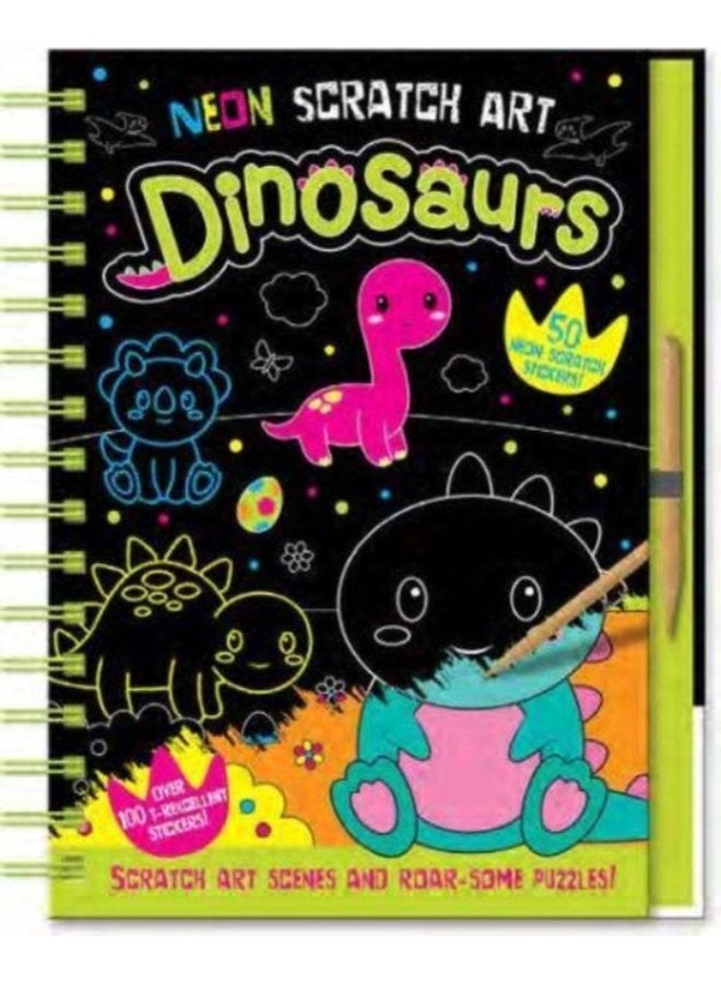Neon Scratch Art Dinosaurs - Hardback