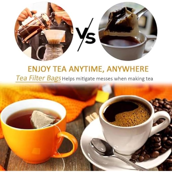 ريحني 200 كيس فلتر شاي للشاي السائب، أكياس شاي سائبة للاستخدام مرة واحدة، آمنة، مصنوعة من ورق طبيعي غير مبيض، مصنوعة من لب الخشب الطبيعي، مقاس 236 × 315 بوصة، لون طبيعي 200 - Image 3