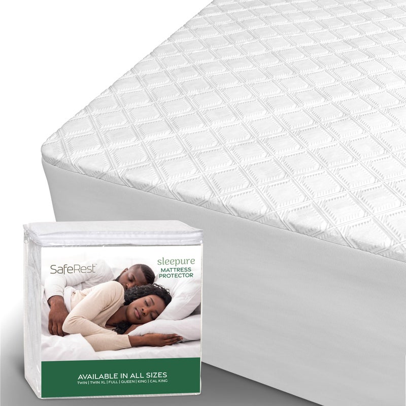SafeRest Sleepure Waterproof Mattress Protector King Size - Viscose Derived from Bamboo - Fitted with Stretchable Pockets - Machine Washable Cotton King Mattress Cover for Bed - Image 1