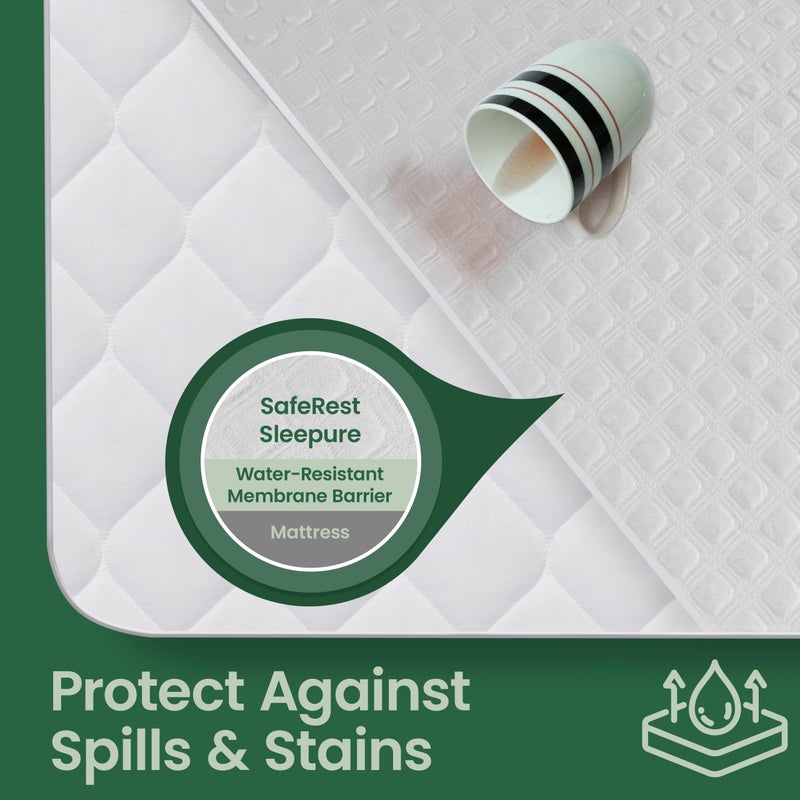 SafeRest Sleepure Waterproof Mattress Protector King Size - Viscose Derived from Bamboo - Fitted with Stretchable Pockets - Machine Washable Cotton King Mattress Cover for Bed - Image 2