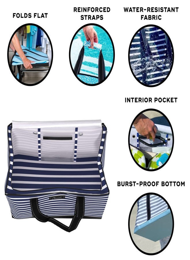 SCOUT 3 Girls Bag - Extra Large Utility Tote Bags For Women With Zipper - Sandproof Beach Tote Bag, Pool Bag, Travel Bag, Nantucket Navy, X-Lar - Image 3