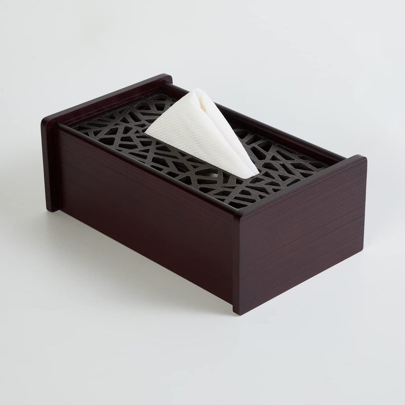 Home Centre Oakland Brown Wooden Laser Cut Tissue Holder - Image 1