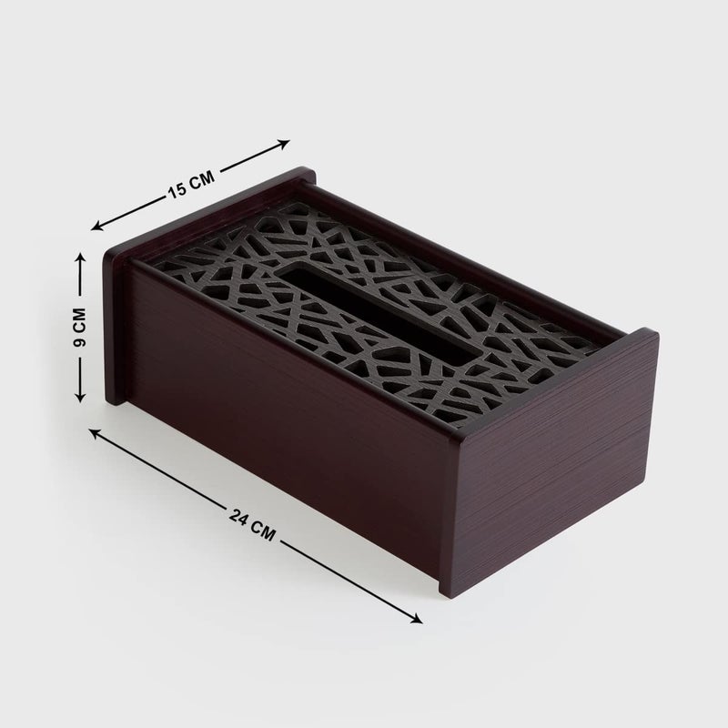 Home Centre Oakland Brown Wooden Laser Cut Tissue Holder - Image 3