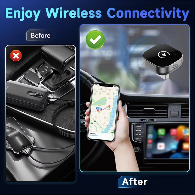 مُحول Carplay اللاسلكي ومُحول Android Auto، نيكومي Necomi 2025 محسن دقيق لاسلكي مستقر سريع، محول Car Play سهل التثبيت والاستخدام Plug & Play لأجهزة آيفون بنظام iOS 10+/ أندرويد 11+/ وسيارات سنة 2017 فما بعد - Image 3