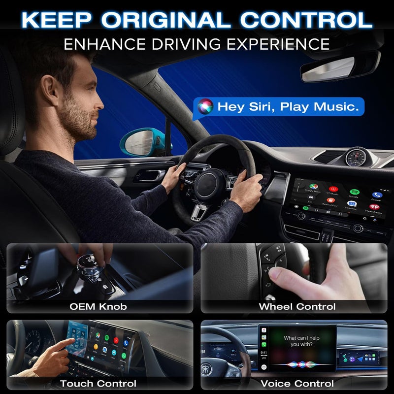 مُحول Carplay اللاسلكي ومُحول Android Auto، نيكومي Necomi 2025 محسن دقيق لاسلكي مستقر سريع، محول Car Play سهل التثبيت والاستخدام Plug & Play لأجهزة آيفون بنظام iOS 10+/ أندرويد 11+/ وسيارات سنة 2017 فما بعد - Image 5