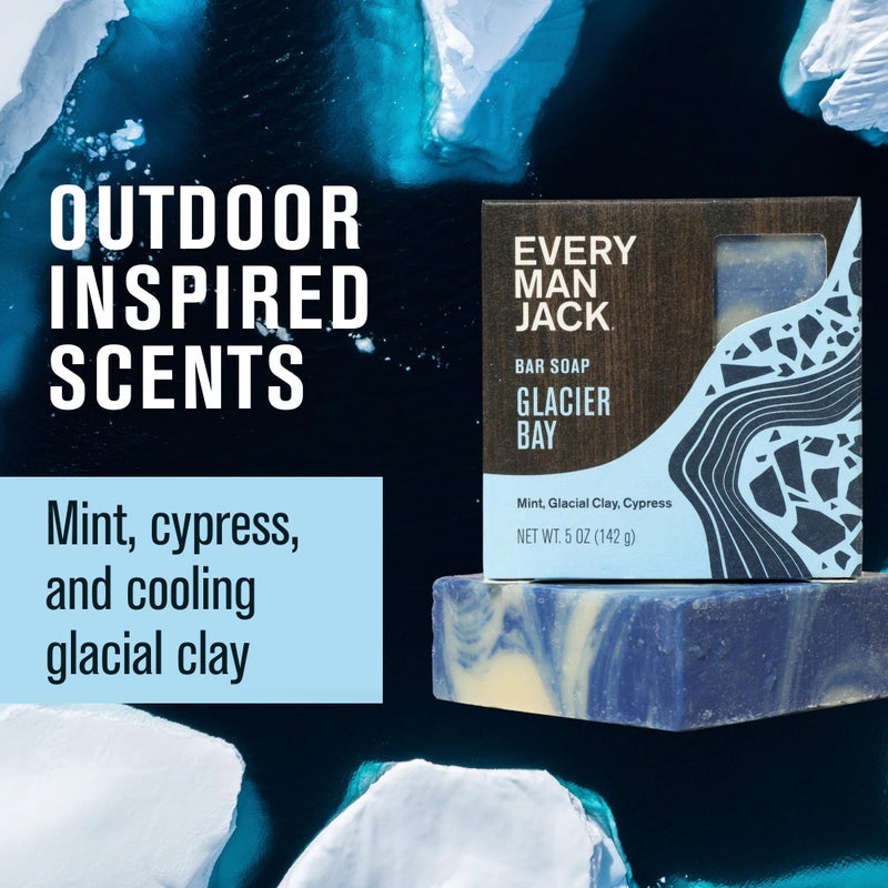 Every Man Jack Cold Plunge Mens Bar Soap - Glacier Bay Scent with notes of Uplifting Mint, Cypress, and Cooling Glacier Clay - Deeply Cleans, Hydrates with Naturally Derived Ingredients - 5oz 2 Pack - Image 3