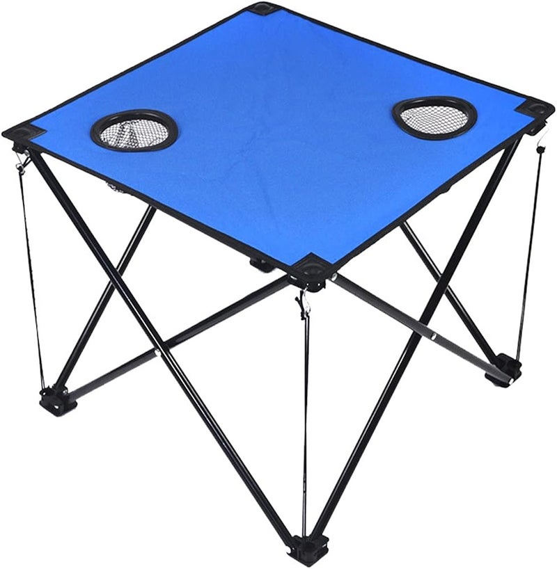 Bahels Folding Table Folding Table Waterproof Canvas Beach Table For Outside With 2 Cup Holders & Bags For Camping Portable Camping Table Folding Picnic Tables Portable Folding Camping Table (Color - Image 4