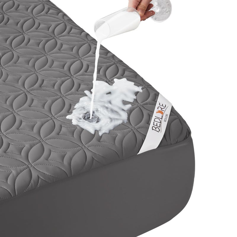 BEDLORE Waterproof Mattress Protector California King Size Mattress Pad with Deep Pocket 618 Depth Soft Noiseless DirtProof Bed Mattress Cover Washable for Home Bedroom Hotel Gray