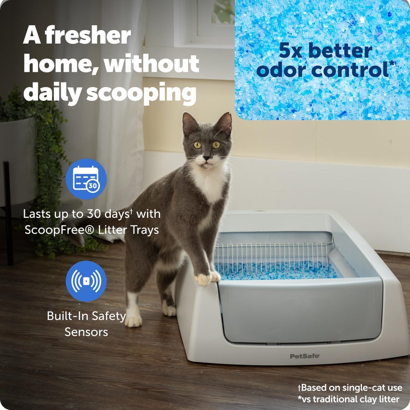 PetSafe نظام صندوق فضلات القطط الأوتوماتيكي PetSafe ScoopFree Crystal Classic - تحكم متقدم في الروائح يشمل صينية فضلات كريستالية قابلة للتخلص منها لمدة تصل إلى 30 يومًا من التنظيف بدون استخدام اليدين - Image 2