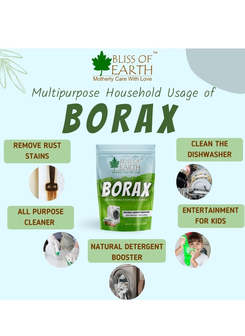 BLISS OF EARTH Bliss of Earth American Borax Detergent Booster Powder Slime Activator Multipurpose Cleaning & Stain Remover Powder Ant Killer 100% Pure Natural Sodium Borate Powder 2x453gm  - Image 2
