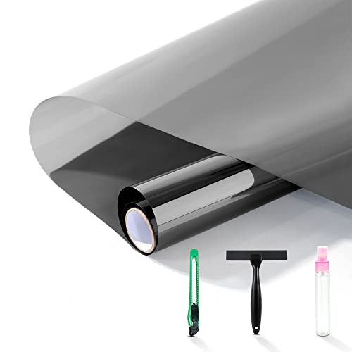 FuFin OneWay Window Privacy Film with Free Installation ToolsPremium PET MaterialHeat Control 99 UV Blocking and Privacy Protection Window FilmWindow Tint for Home Office Grey 2361969