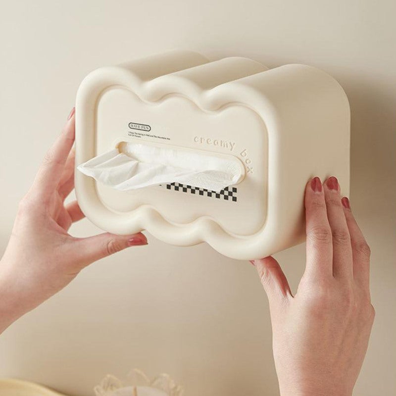 Cloud Shape Tissue Box Cover: Premium Durable PP, Multifunctional Countertop Organizer - Light Luxury Style Decor for Living Room Dining Table - Image 1