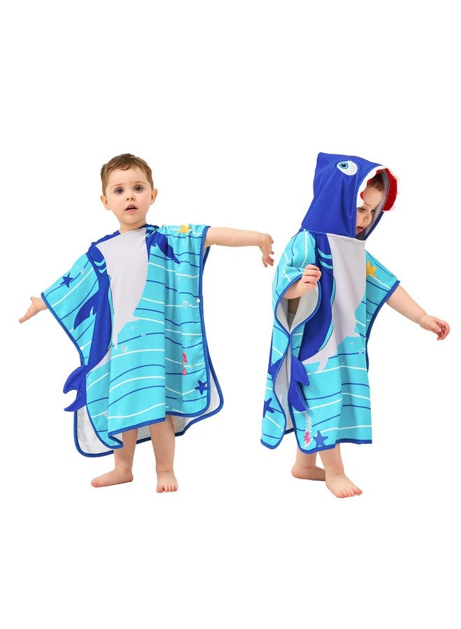 LOLANTA Hooded Towel for Kids Lightweight Swim Poncho Bath Pool Beach Toddler Towels Shark Towel Baby Gifts (Shark, 1-3T) - Image 1